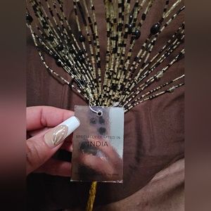 Hand Crafted Black, Gold & Clear Crystal  Beaded Flowers From India ONLY 1